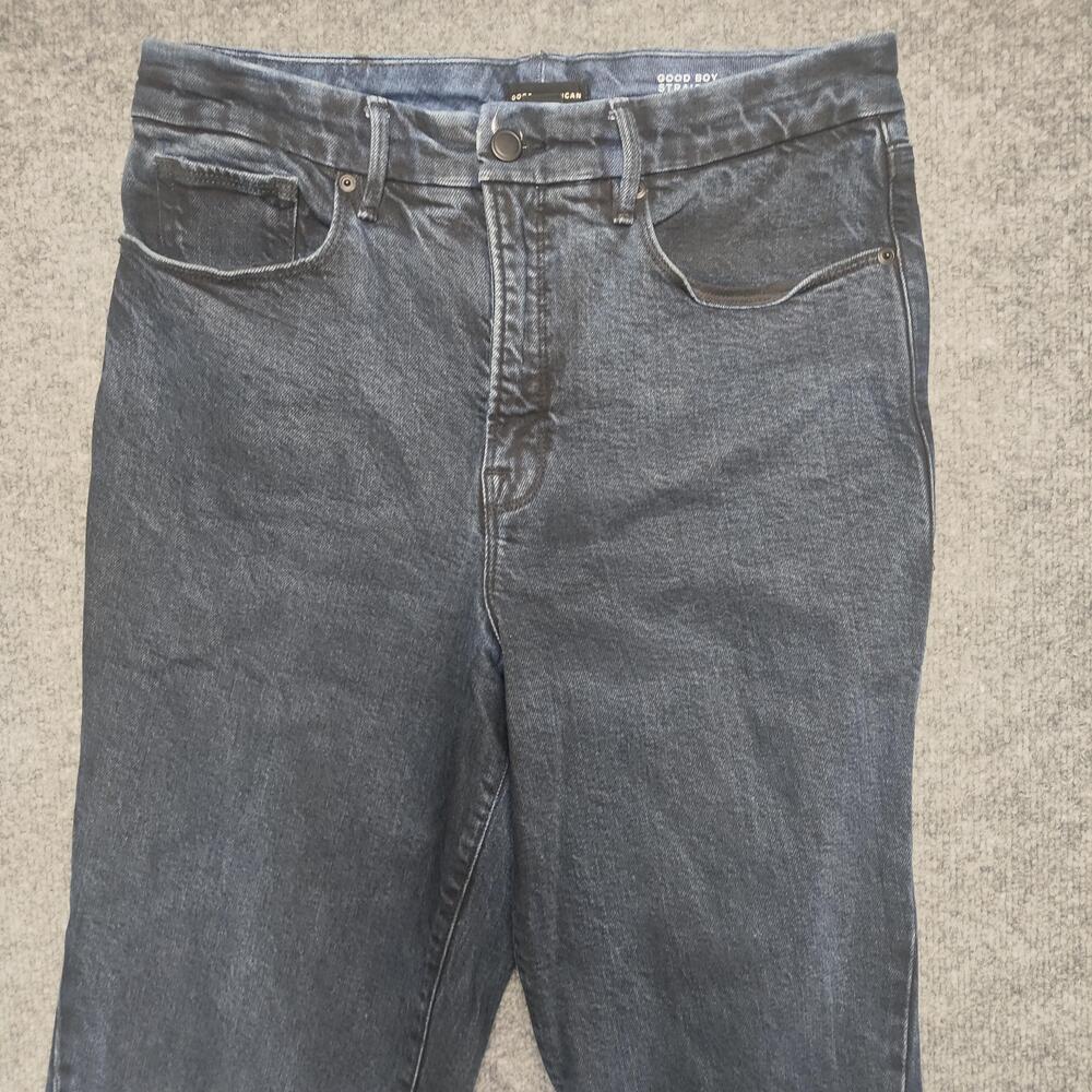 Good American Good Boy Straight Jeans Womens 8/29 Blue High Rise Slit Denim - Picture 3 of 13